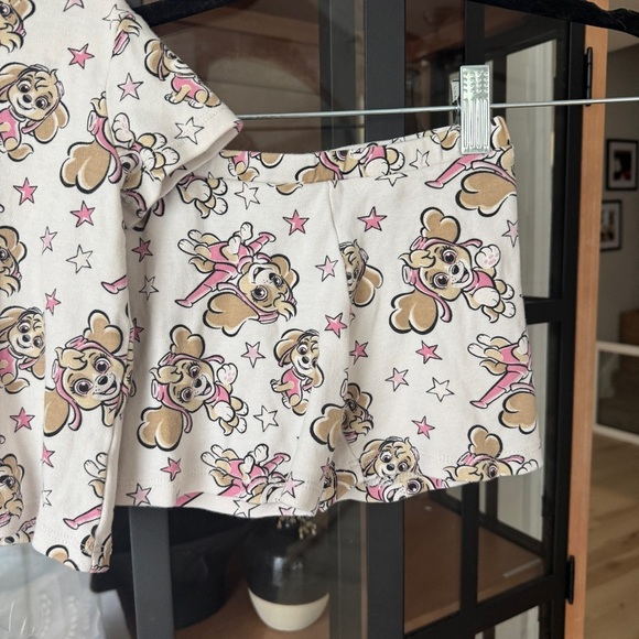 Paw Patrol set toddler girl matching tee shorts biker tshirt skyler beige stars - Picture 3 of 5